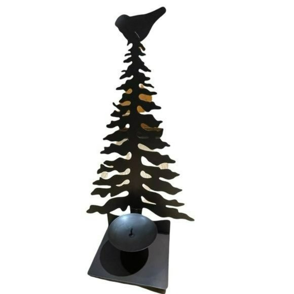 Vintage Metal Candle Holder Pine Tree Shaped 18.5in Farmhouse‎ Style Winter - Picture 4 of 16